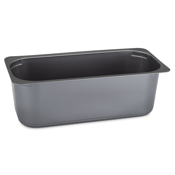 The Gelato Supply Gelato Pan Liner 5L HD MAX is a gray, rectangular metal pan with rounded corners and a flat rim, perfect for baking or storing treats like gelato delivery orders, shown on a white background.