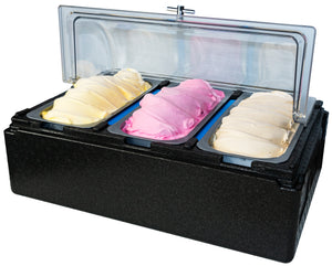 FB Gelato Carrier/Cooler (3-5 L Pans) (Comes w/ 2 FB Plate) + Rolling Cover 23.5" x 15.5" x 10" H